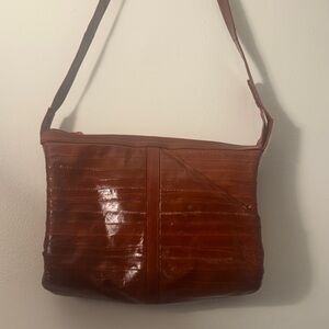 Eel Skin Crossbody Bag - Brown
